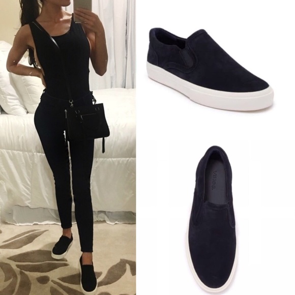 Vince Shoes - VINCE suede black white slip on sneaker shoe 5.5